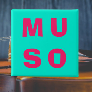 Muso Musiker Fette Musik Aquamarin Fuchsia Button