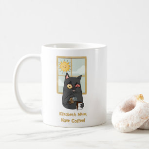 Muss Kaffee entwirren Katzenkatze auf Java Kaffeetasse