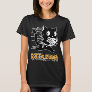 Muss Zoom Katze stiehlt Fisch Cartoon T-Shirt