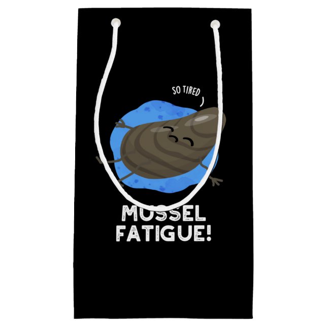 Mussel Fatigue Funny Animal Musn Pun Dark BG Kleine Geschenktüte (Vorderseite)