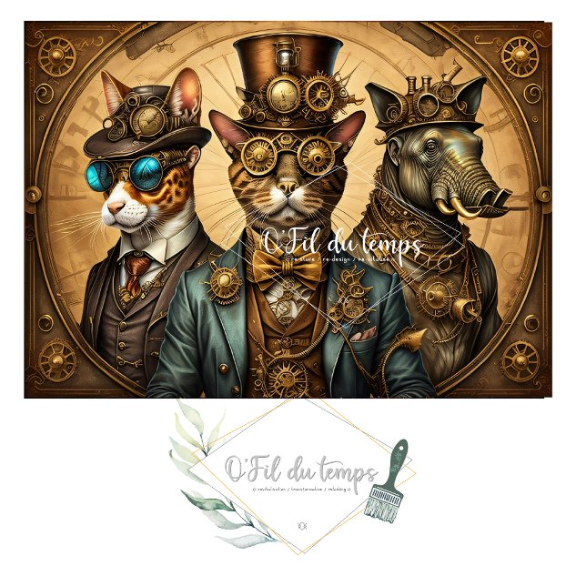Musselin Animal trio Steampunk Hat Tissue paper Seidenpapier (Von Creator hochgeladen)