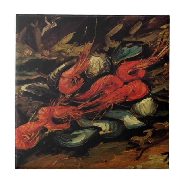 Mussels und Shrimp von Vincent van Gogh Fliese (Vorderseite)