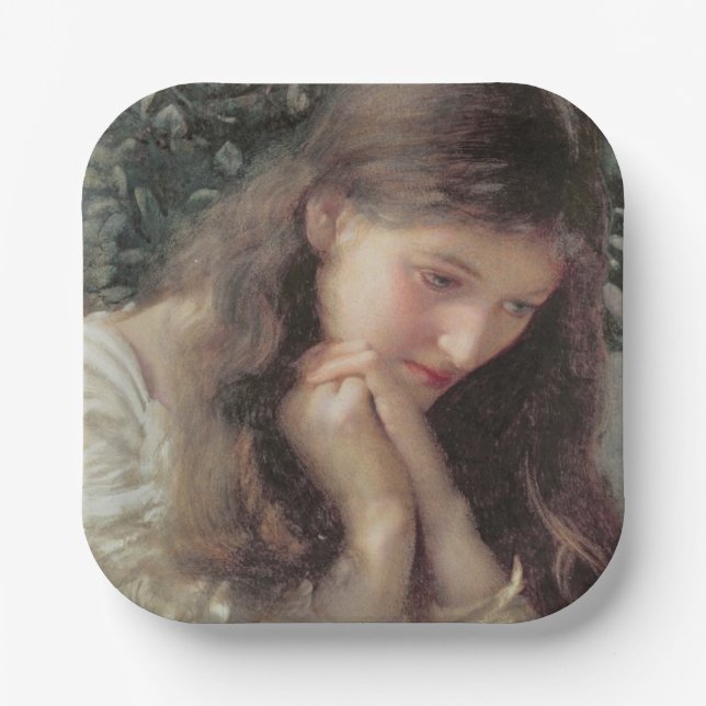 Müßiggang (Schöne Frau in Tränen) Pappteller (Vorderseite)