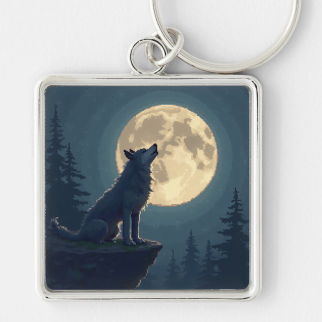 Must-Have! Moonlight Wolf Keychain Full of Emotion Schlüsselanhänger (Vorne)