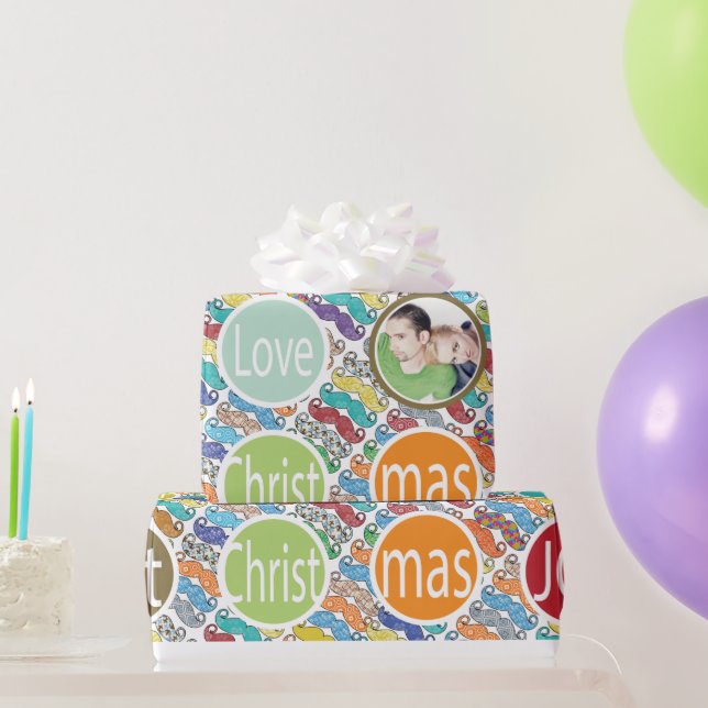 Mustache 1. Christams Hipster Personalisiertes Fot Geschenkpapier (Partygeschenke)