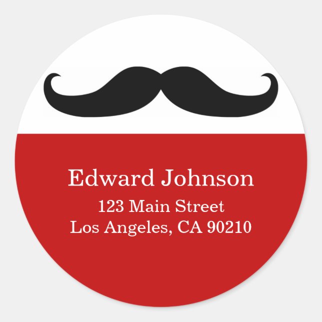 Mustache Address Labels Runder Aufkleber (Vorderseite)