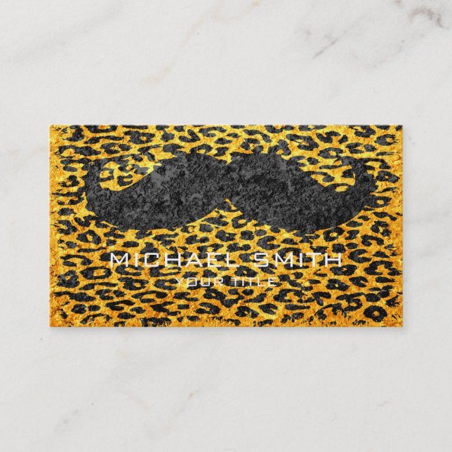 Mustache auf Vintagem Leopard Print #2 Visitenkarte (Vorderseite)