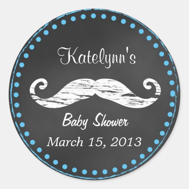 Mustache Baby Shower Fevor Sticker (Vorderseite)