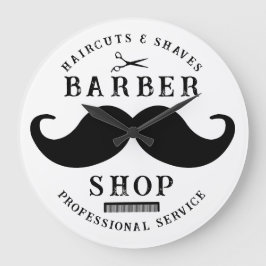 Mustache Barber Shop Modernes Friseursalon Barbers Große Wanduhr