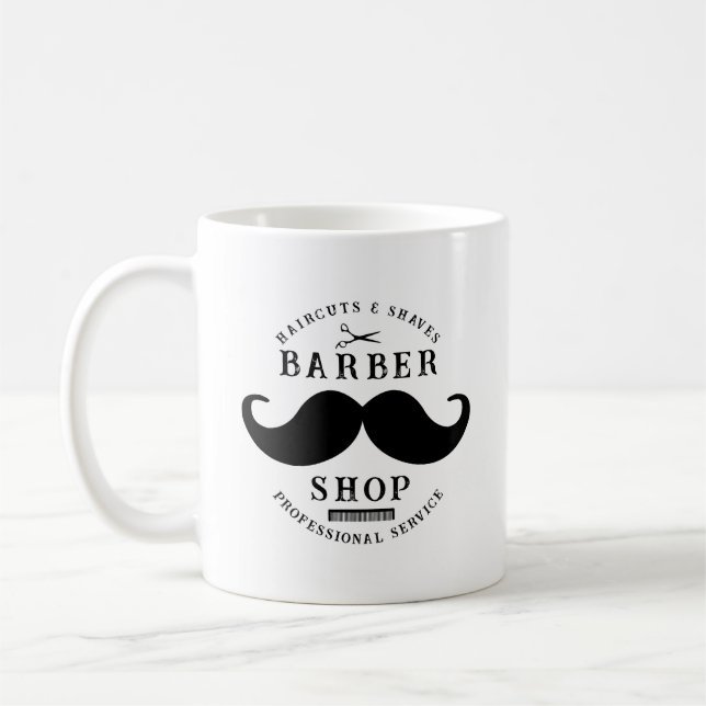 Mustache Barber Shop Modernes Friseursalon Barbers Kaffeetasse (Links)