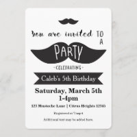 Mustache Bash Birthday PARTY Moderne Einladungen