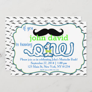 Mustache Bash Erster Geburtstag Einladung