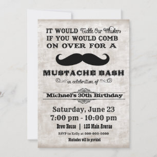 Mustache Bash Geburtstagsparty Einladung