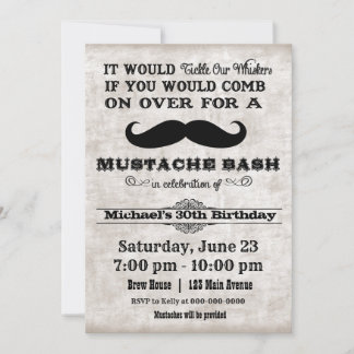 Mustache Bash Geburtstagsparty Einladung
