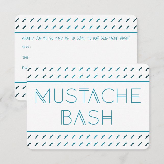 Mustache Bash Metro Einladung (Vorne/Hinten)