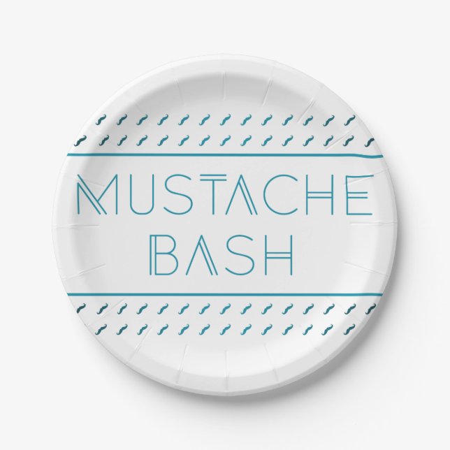 Mustache Bash Metro Pappteller (Vorderseite)