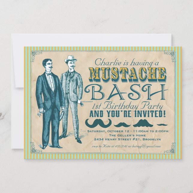 Mustache-Bash-Party Einladung (Vorderseite)
