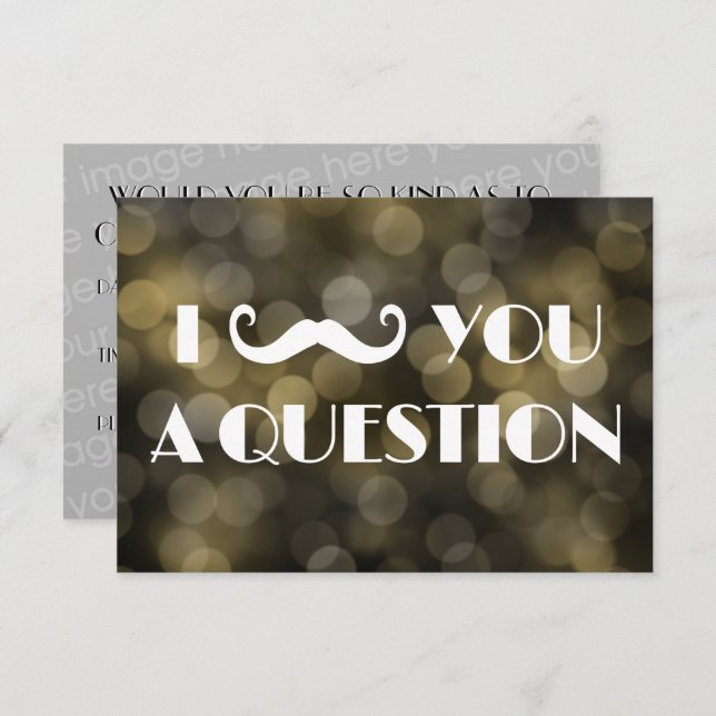 Mustache Bash Question Bokeh Lights Einladungen (Vorne/Hinten)