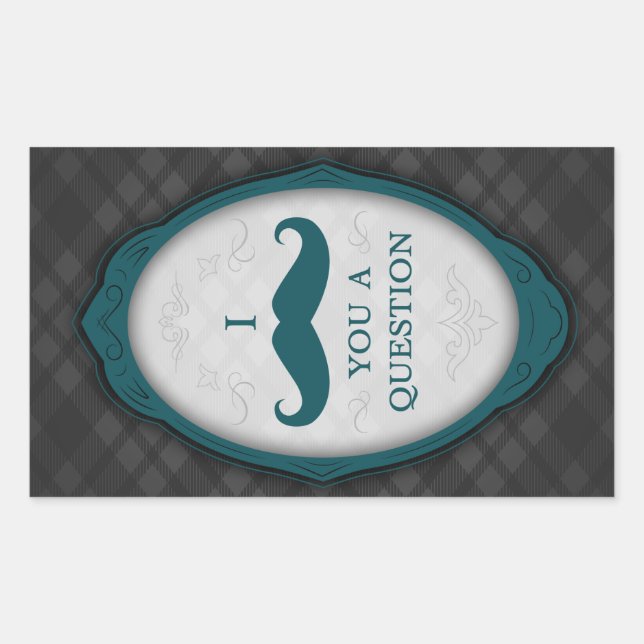 Mustache Bash Question Elegant Frame Einladungen Rechteckiger Aufkleber (Vorderseite)