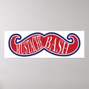 Mustache Bash - Rot, Weiß und Blau Poster