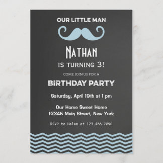 Mustache Birthday Einladung Chalkboard