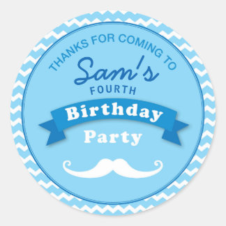 Mustache Birthday Party Danke Sticker