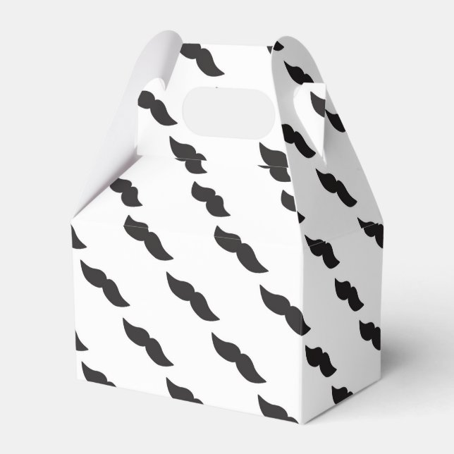 Mustache Black & White Modern Gastgeschenk Boxes Geschenkschachtel (Vorderseite)