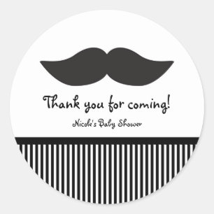 Mustache Black & White Modern Party Stickers