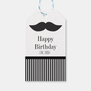 Mustache Black & White Stripes Party Geschenk-Tag Geschenkanhänger