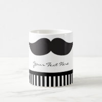 Mustache Black & White Strips Moderne Tasse