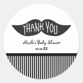 Mustache Black & White Vielen Dank Party Stickers