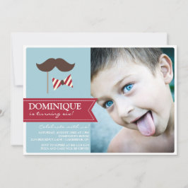 Mustache & Bow Krawatte Foto Geburtstagsparty Einl Einladung