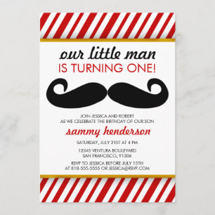 Mustache Boy Birthday Einladung