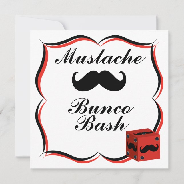 Mustache Bunco Bash Einladung (Vorderseite)