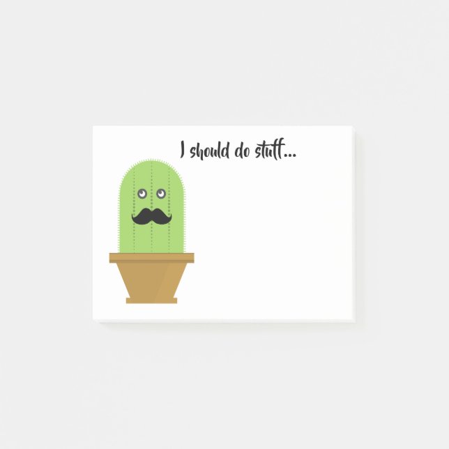 Mustache Cactus Sticky Notes Post-it Klebezettel (Vorderseite)