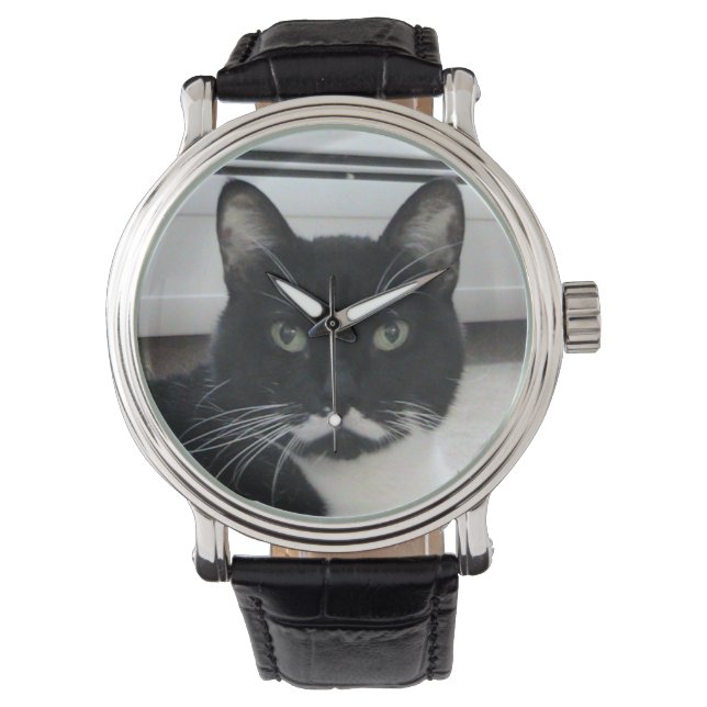 Mustache Cat Watch Armbanduhr (Vorderseite)