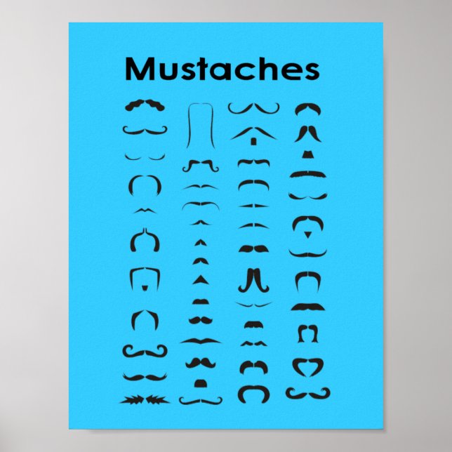 Mustache Chart Poster Funny Gift (Vorne)