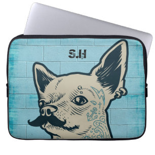 Mustache Chihuahua Graffiti Monogram Laptopschutzhülle
