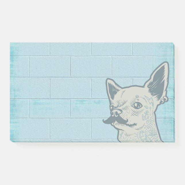 Mustache Chihuahua Graffiti Wall Post-it Klebezettel (Vorderseite)