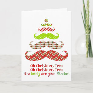 Mustache Christmas Tree - Weihnachtskarte Feiertagskarte
