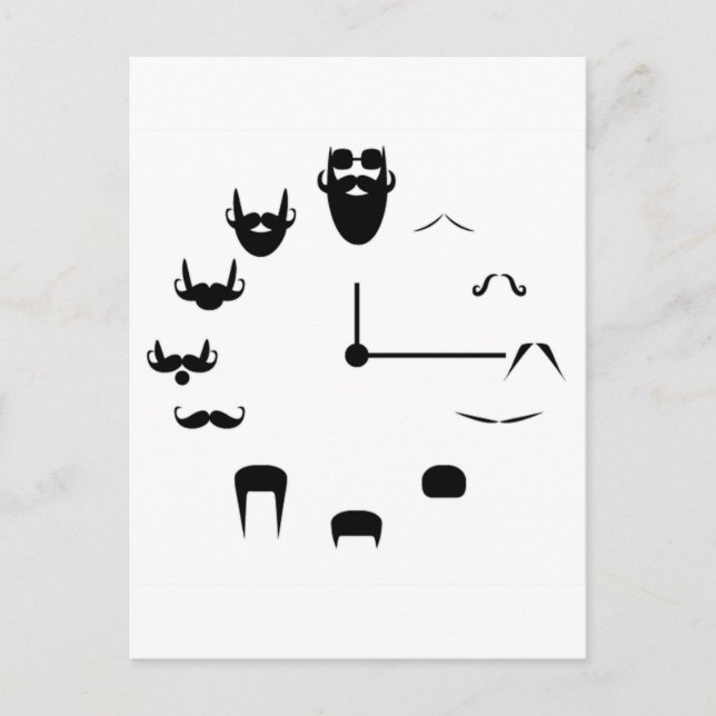 Mustache Clockface Postkarte (Vorderseite)