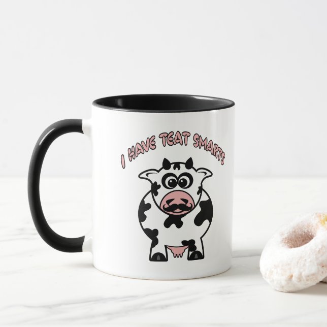 Mustache Cow Teat Smarts Tasse (Mit Donut)