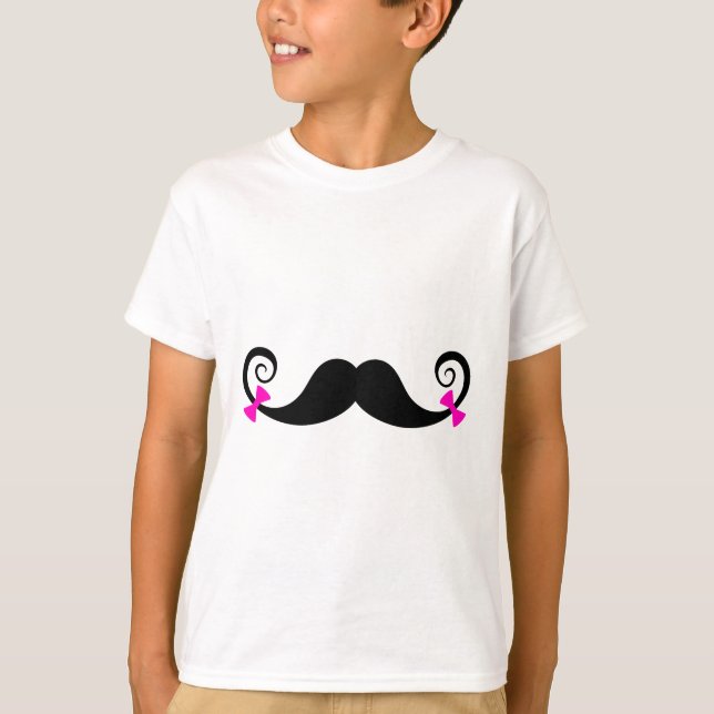 Mustache-Design mit rosa Bögen T-Shirt (Vorderseite)