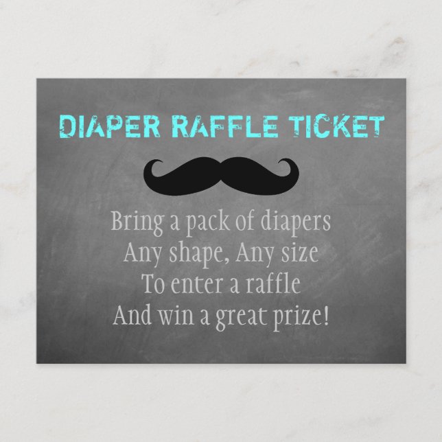 Mustache Diaper Raffle Ticket Begleitkarte (Vorderseite)