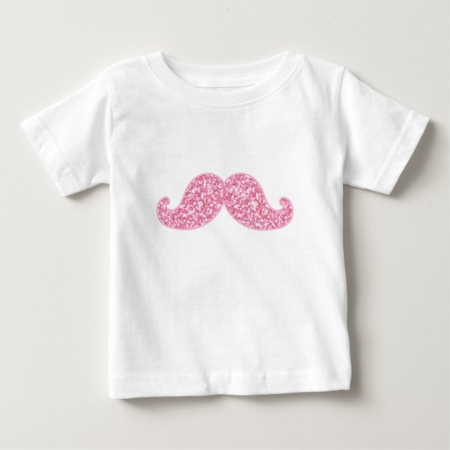 MUSTACHE-DRUCKER GLITZER PINK BABY T-SHIRT (Vorderseite)