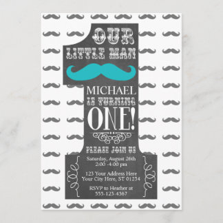Mustache Erster Geburtstag Einladung mit Umschläge