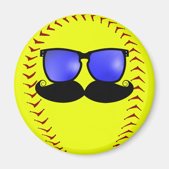Mustache Fastpech Softball Magnet (Vorne)