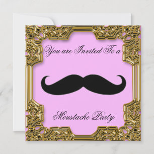 Mustache Geburtstagsparty Einladung Pink