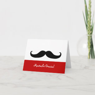 Mustache Gracias Blank Note Card Dankeskarte