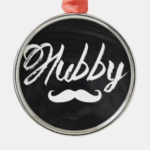 Mustache Groom Honeymoon hubby Silbernes Ornament